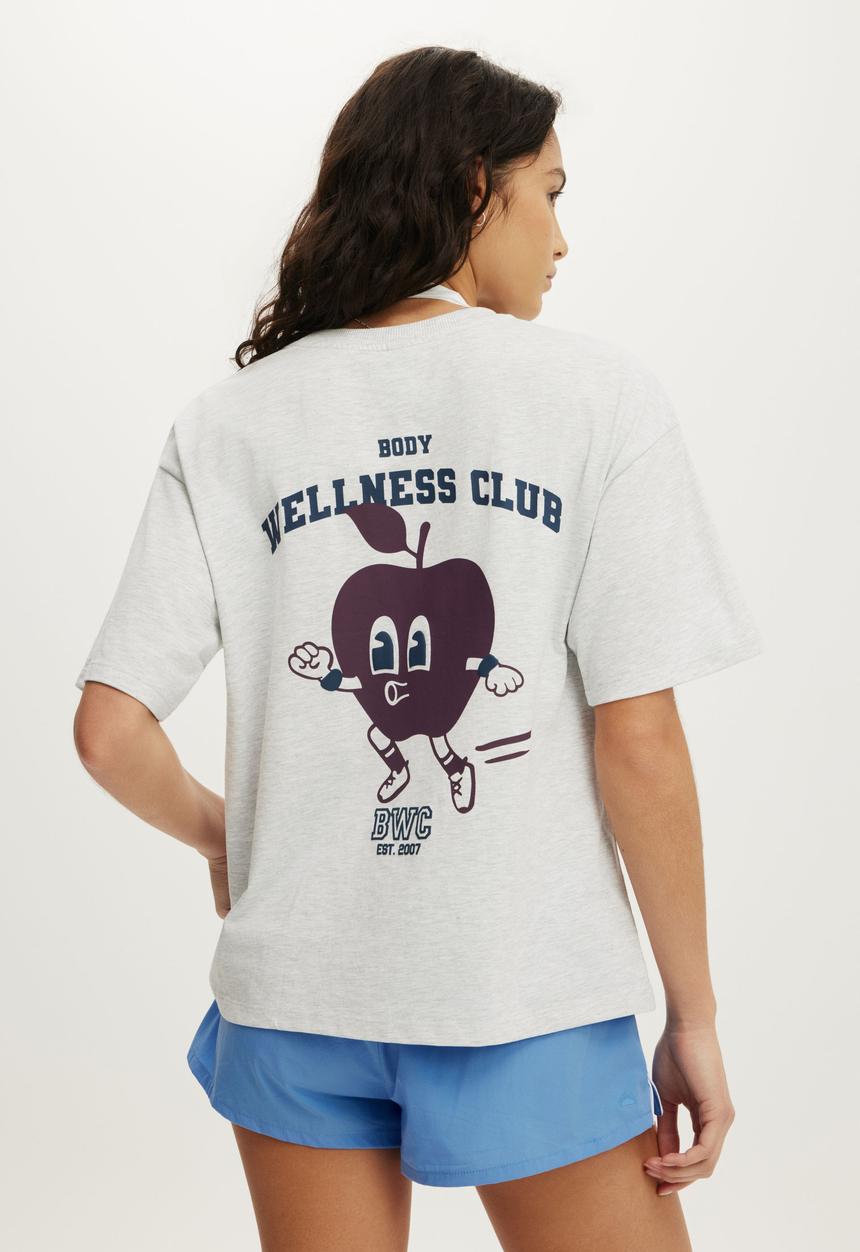 Cotton On - Active Graphic Tee - Light Grey Marle/Collegiate