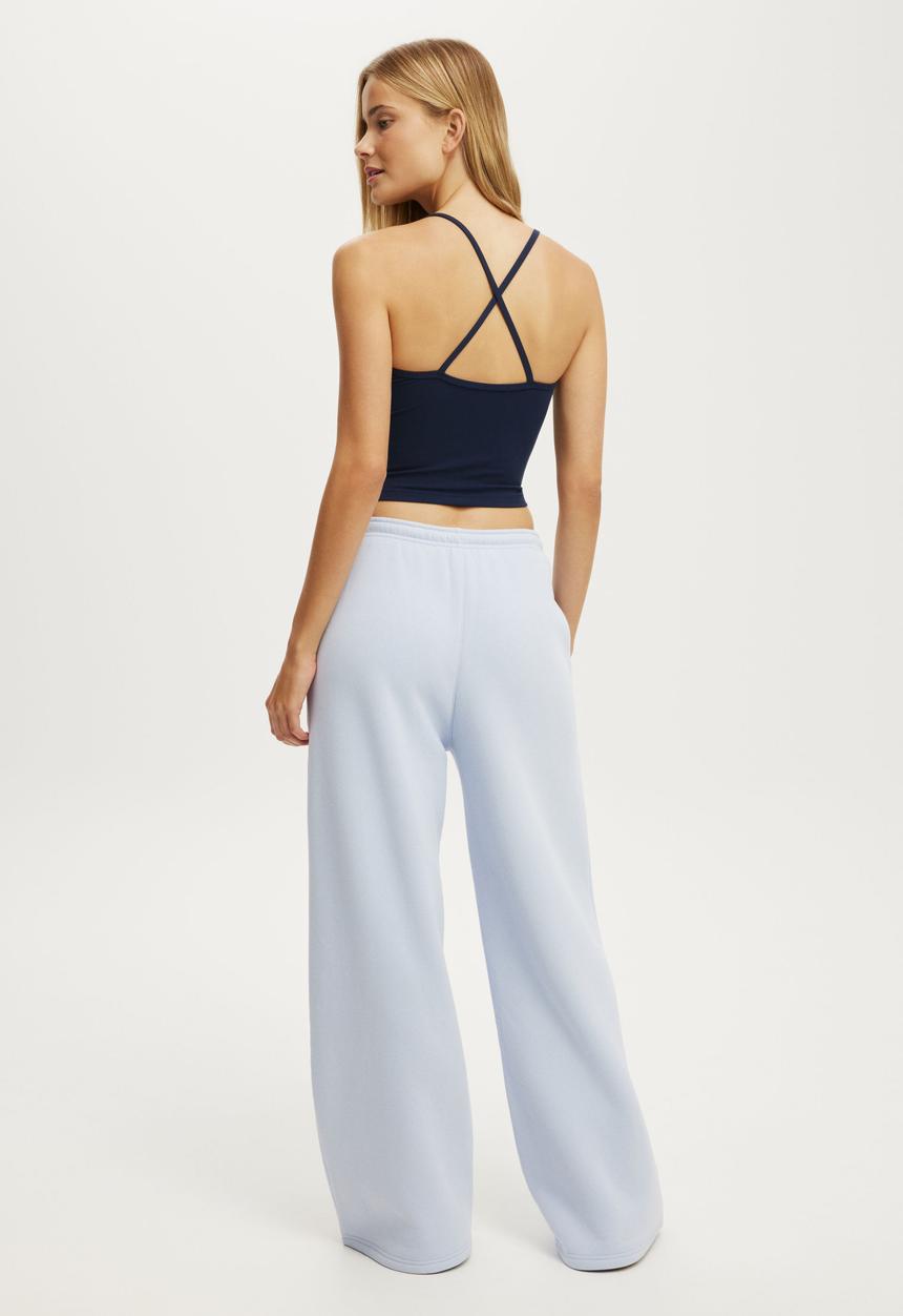 Cotton On - Plush Tie Waist Wide Leg Sweatpant - Violet Blue