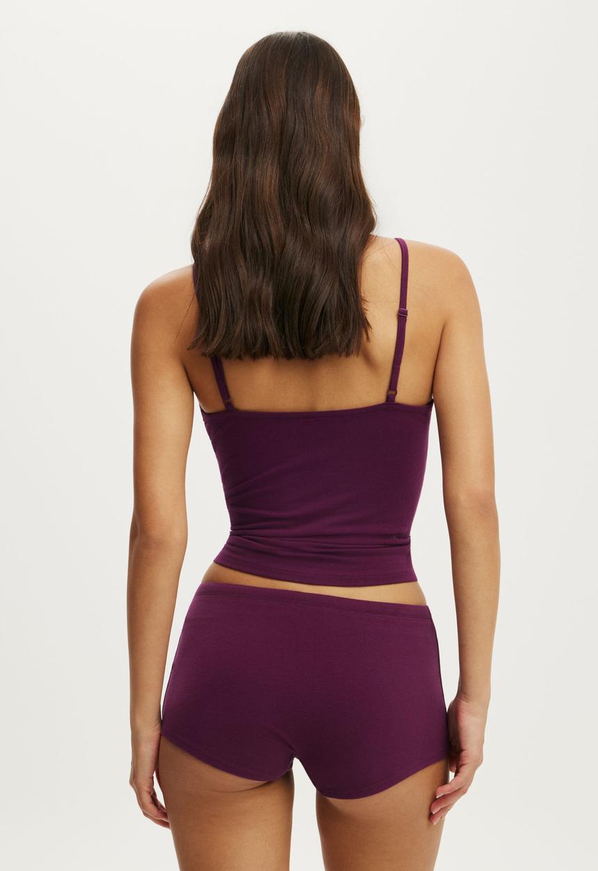 Cotton On - Dreamy soft tie micro short - blackcurrant