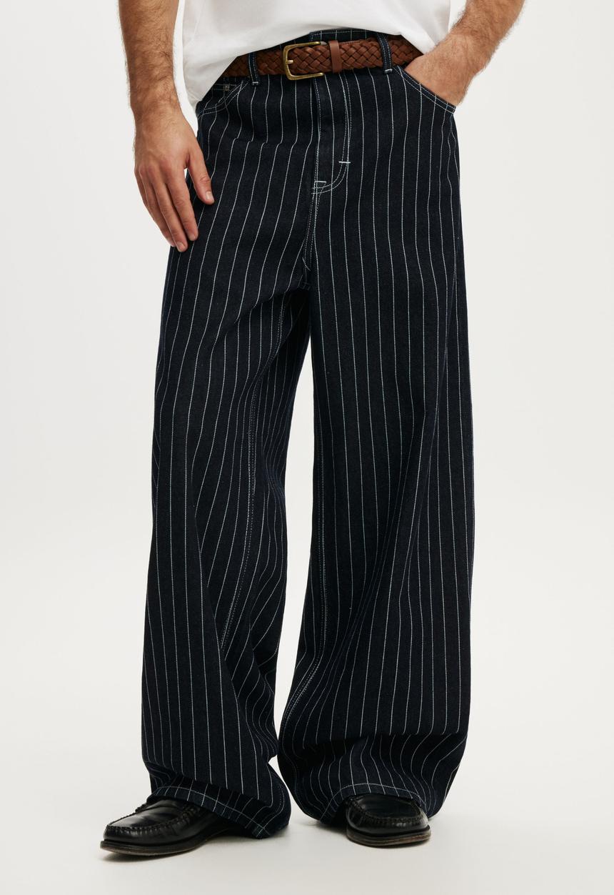 Cotton On - Super Baggy Jean - Pinstripe Blue 