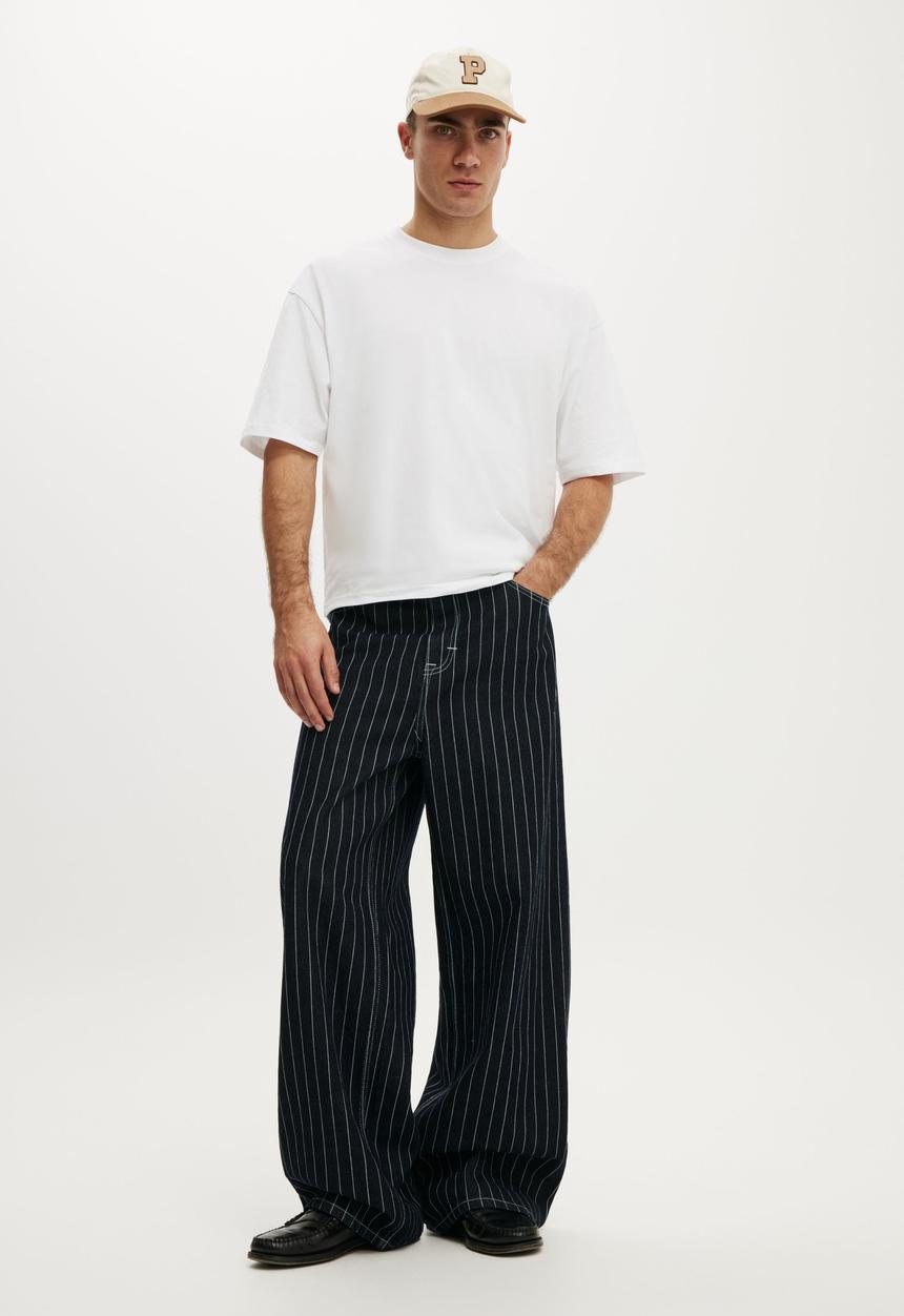 Cotton On - Super Baggy Jean - Pinstripe Blue 