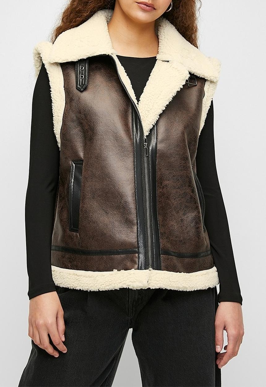 H&M - Teddy-lined gilet - dark brown