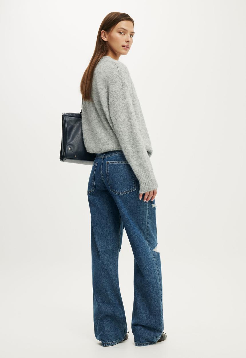 Cotton On - 91 Straight Jean - Harbour Blue Ripped