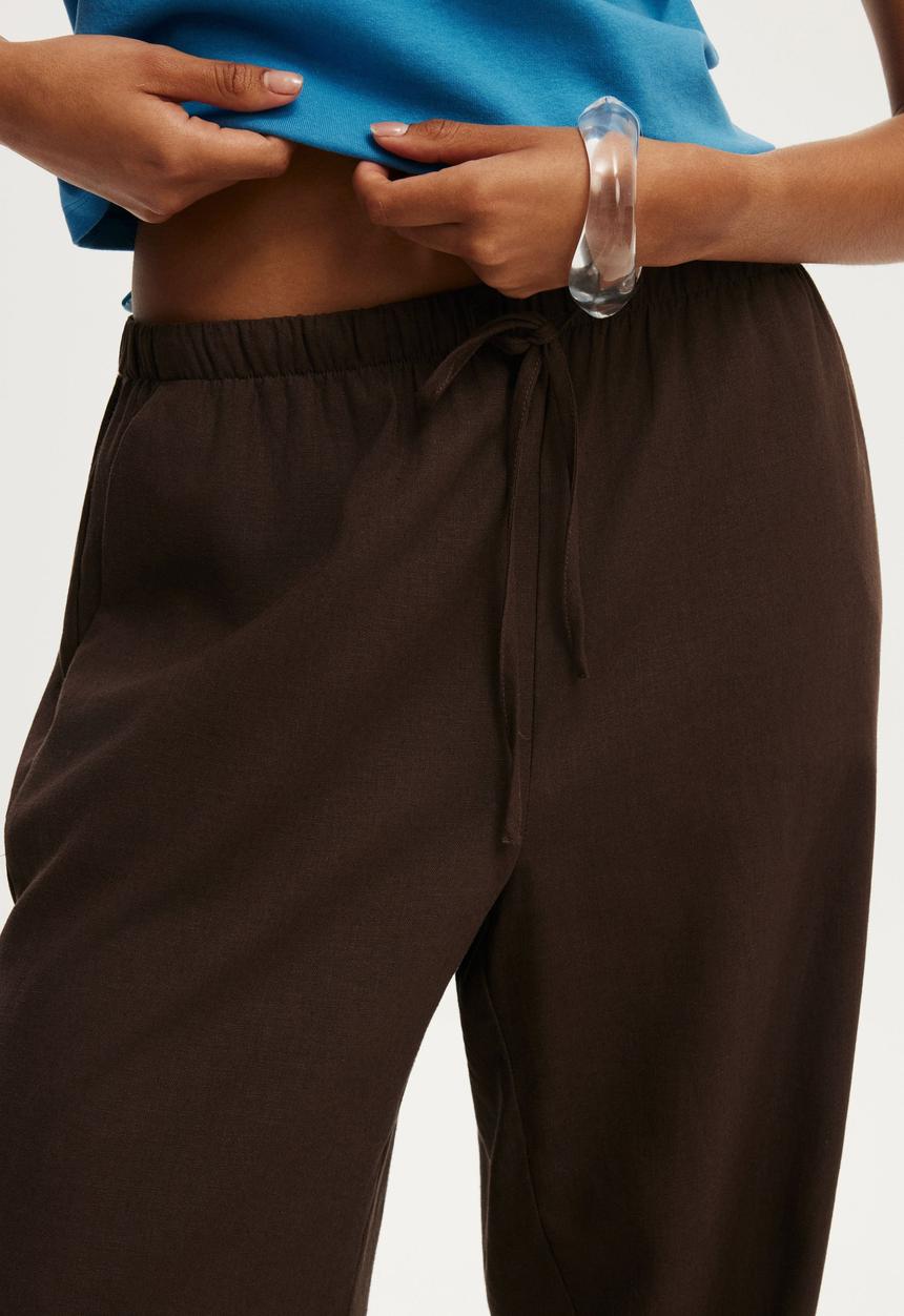 Cotton On - Haven Wide Leg Pant - Dark Oak