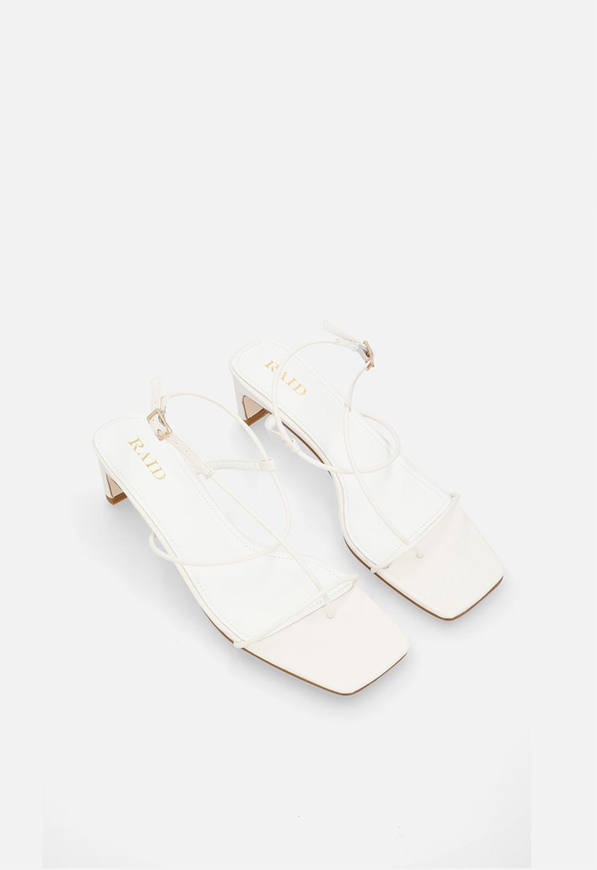 Raid London - Adalyra open toe square heel ankle strap - white 