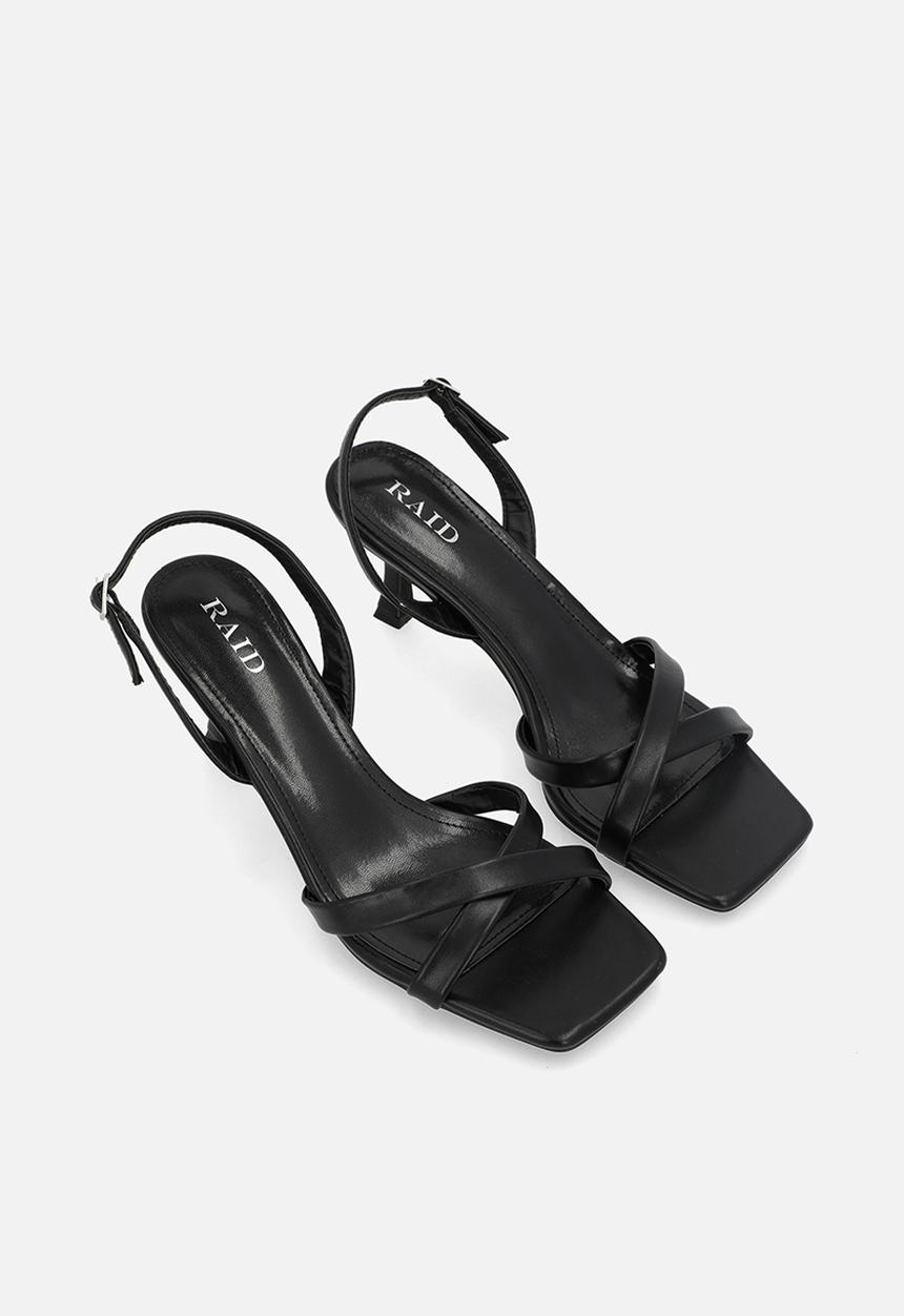 Raid London - Enslee open toe stiletto heel slingback - black 