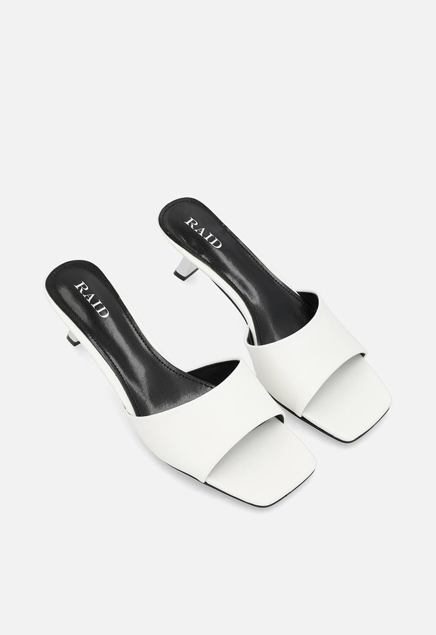 Raid London - Lisha open toe stiletto heel mule - white 