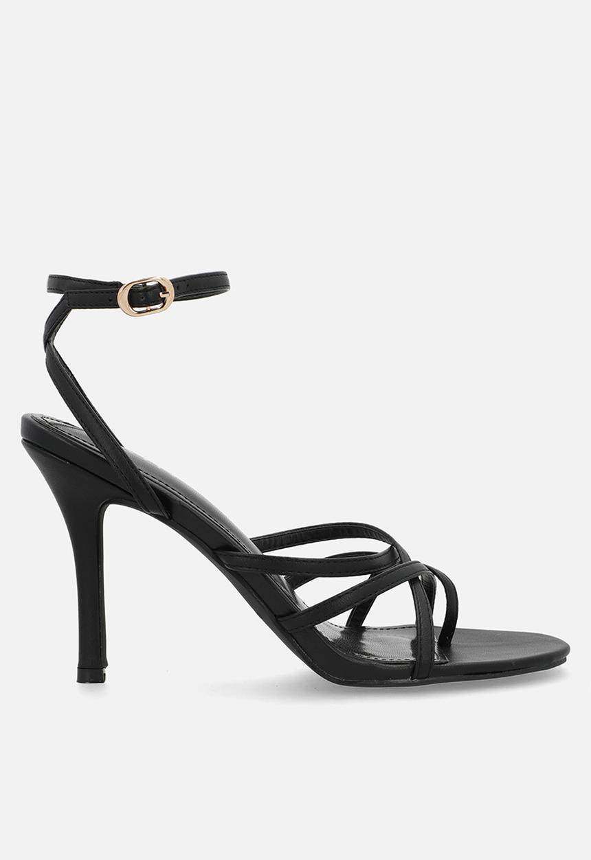 Raid London - Ettah open toe stiletto heel ankle strap - black 