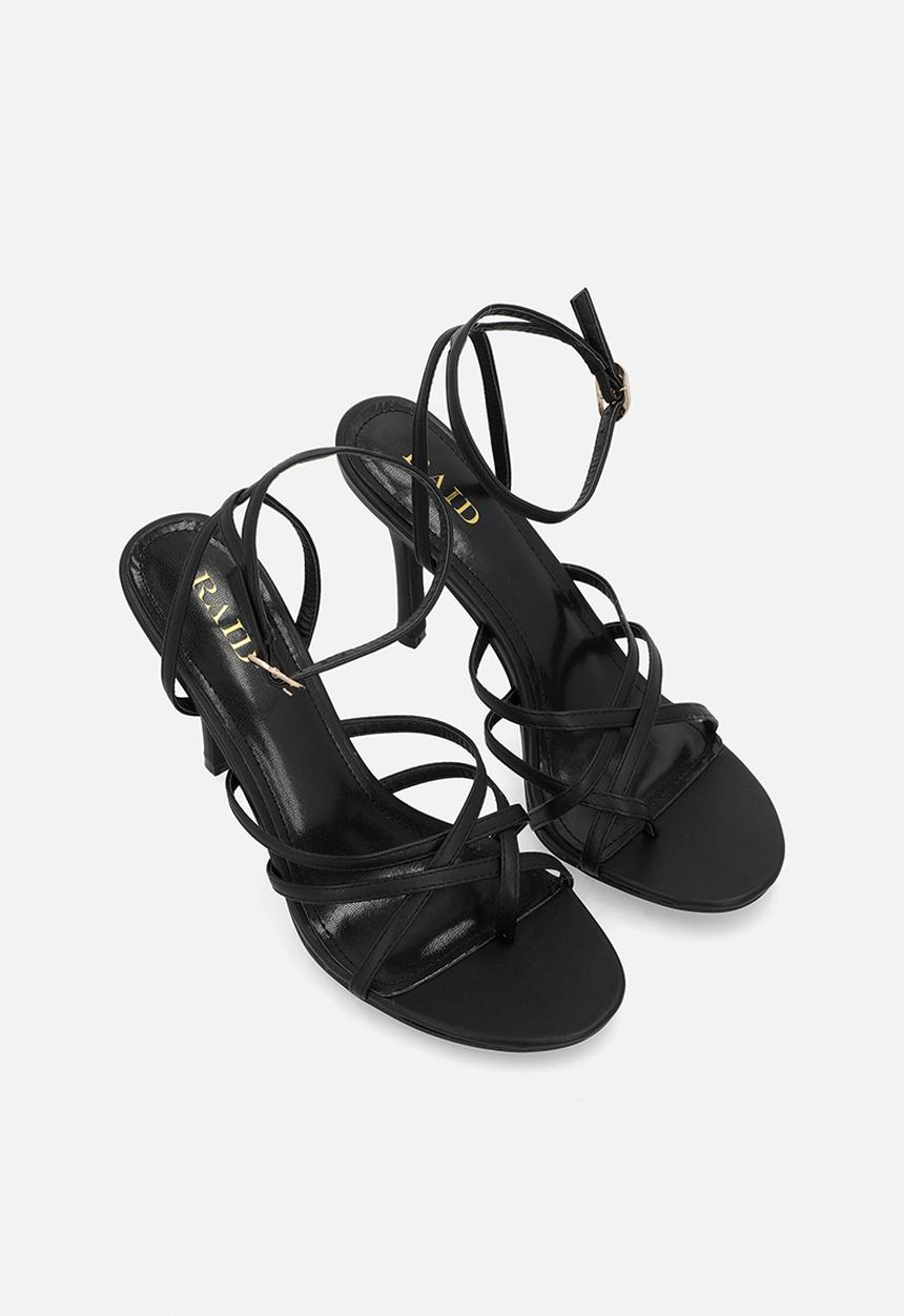 Raid London - Ettah open toe stiletto heel ankle strap - black 