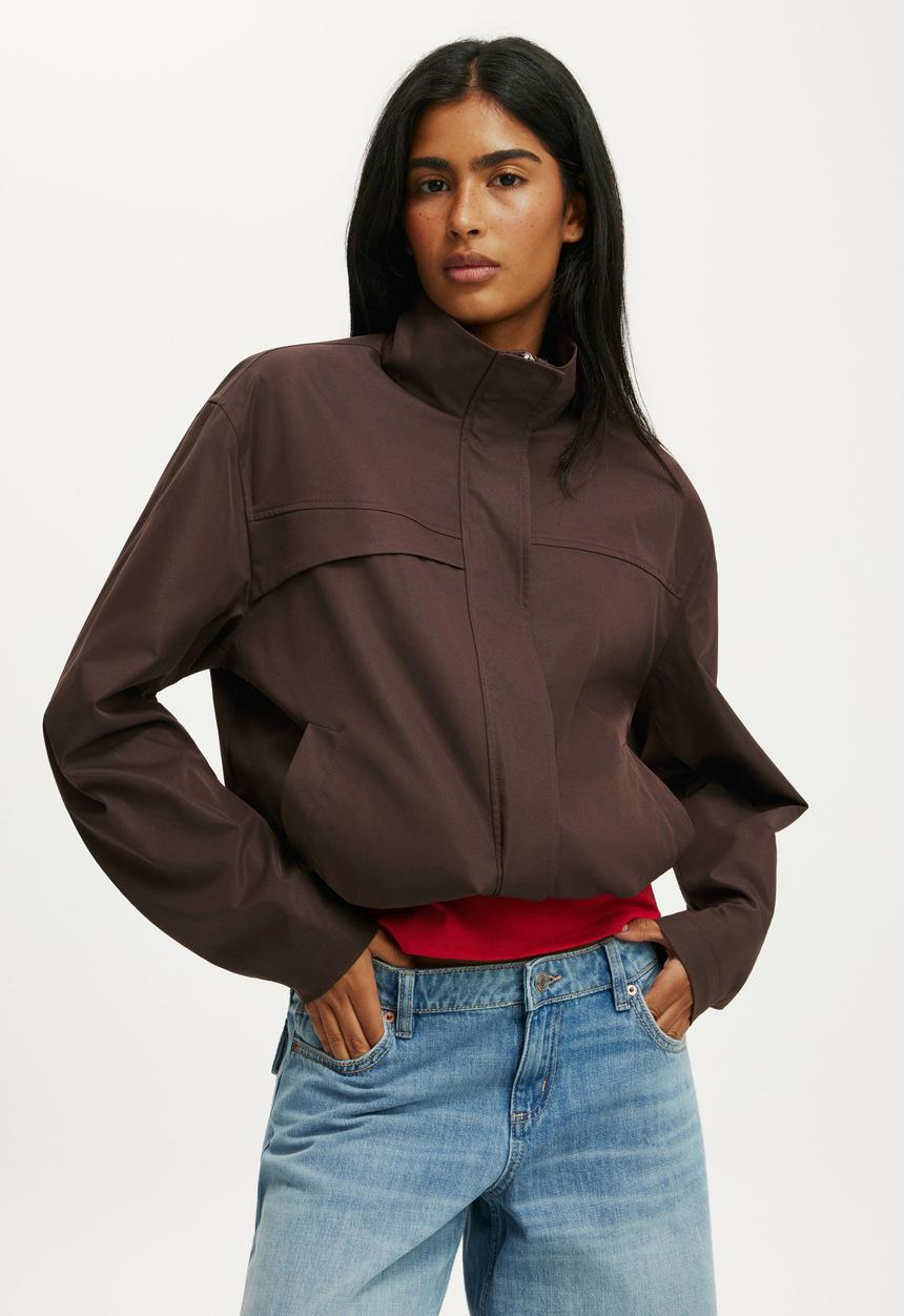 Cotton On - Arlo Funnel Neck Jacket - Dark Oak
