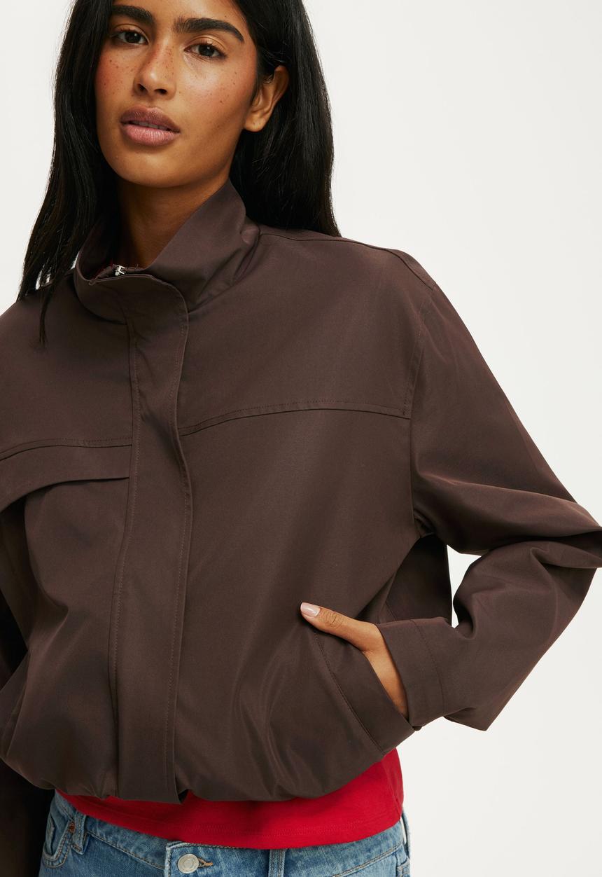Cotton On - Arlo Funnel Neck Jacket - Dark Oak