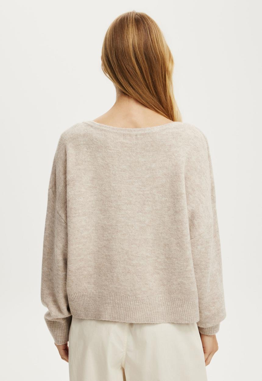 Cotton On - Softest Luxe Slouchy V Knit - Acorn Marle