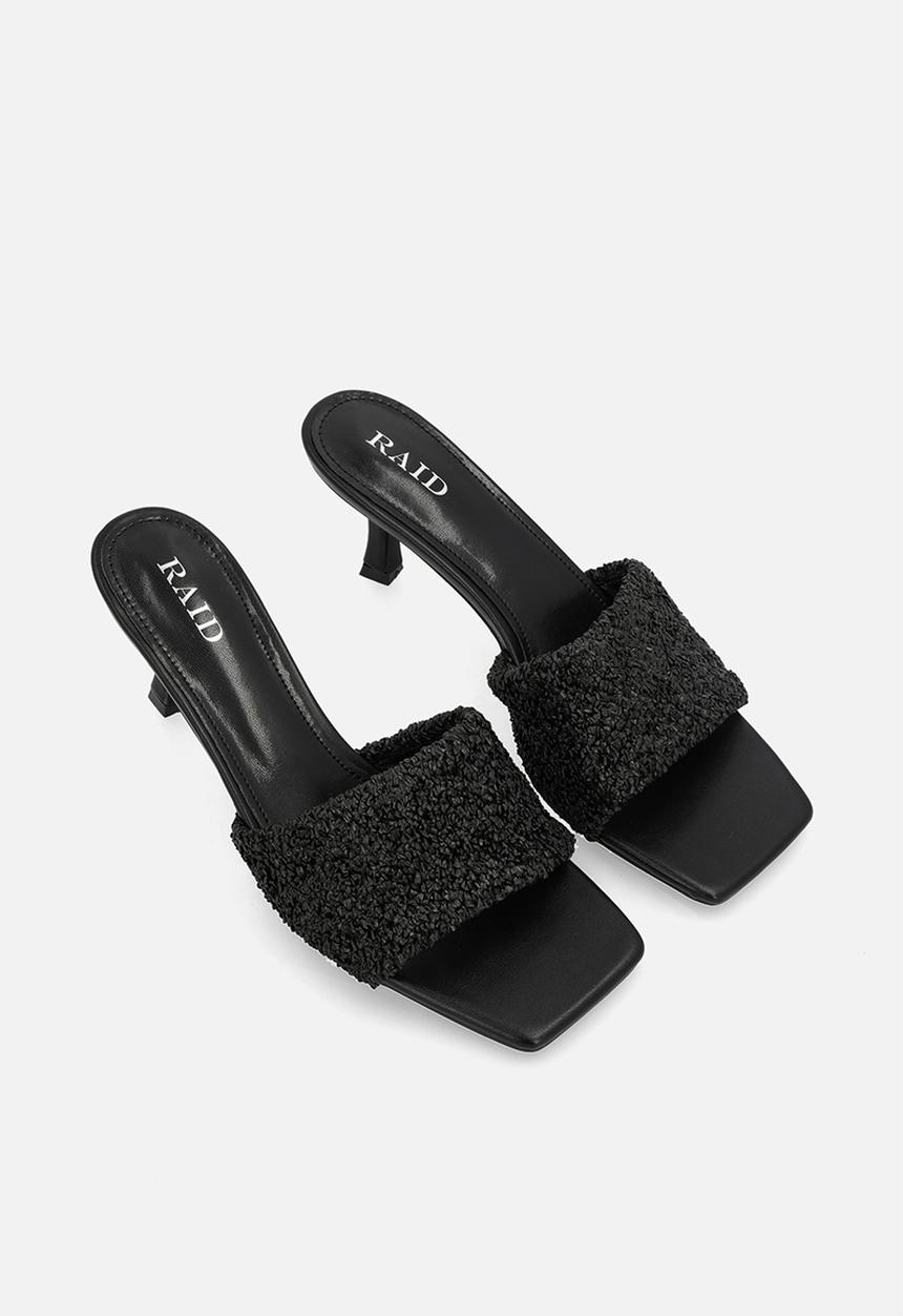 Raid London - Caprice open toe stiletto heel mule - black
