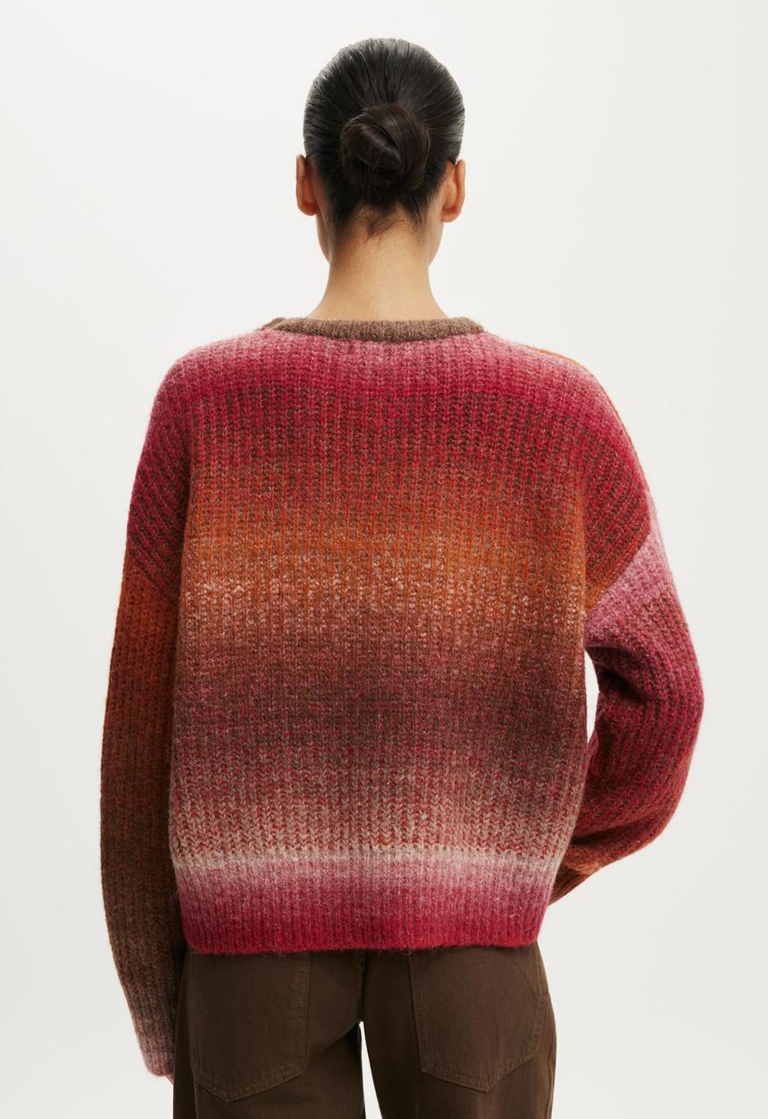 Cotton On - Luxe Crew Neck Sweater - Pink Ombre