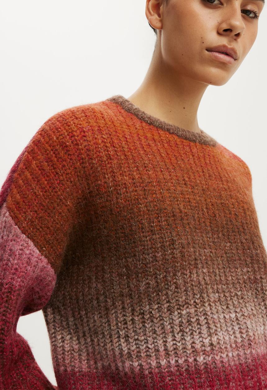 Cotton On - Luxe Crew Neck Sweater - Pink Ombre
