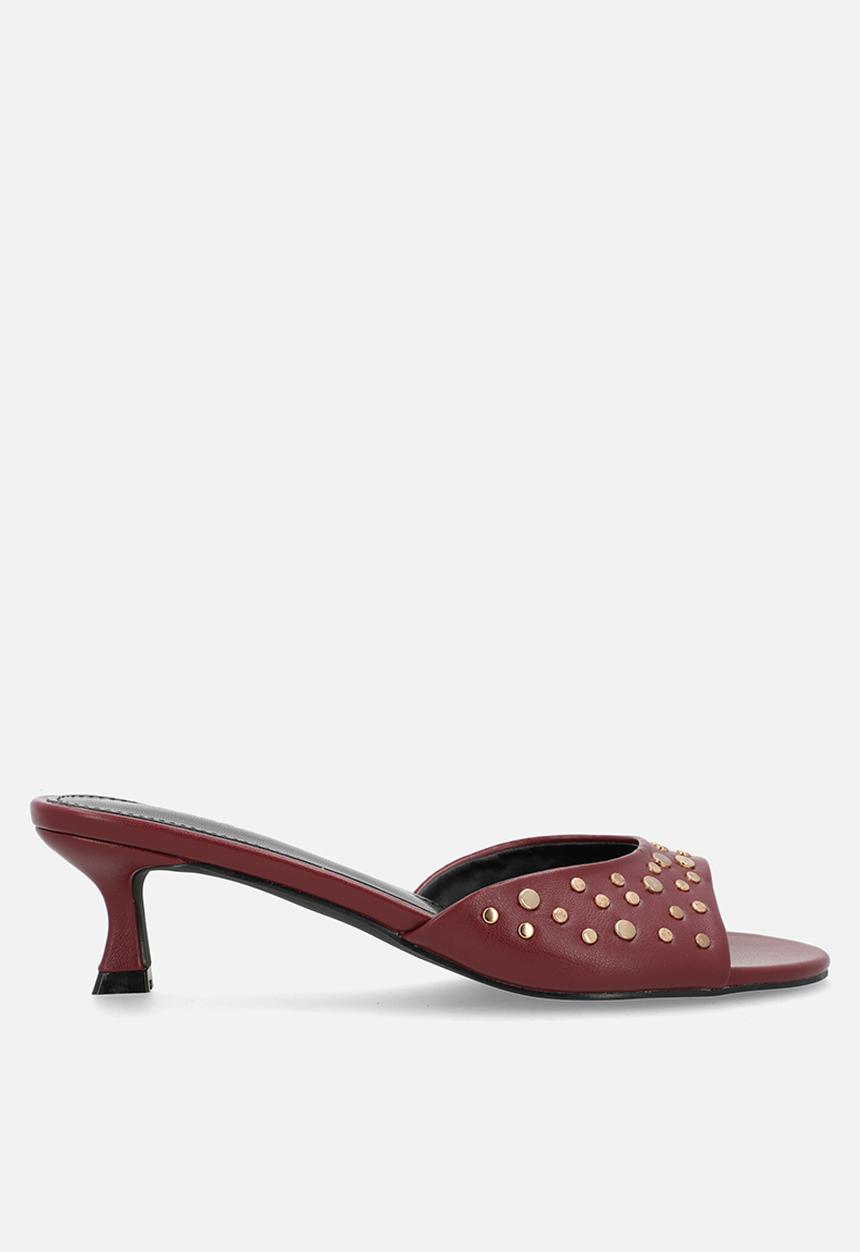 Raid London - Calenna open toe stiletto heel mule - burgundy 