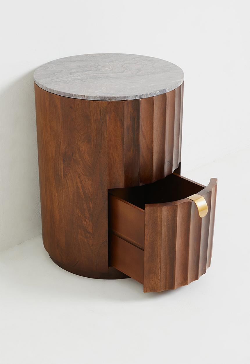 Sixth Floor - Leana Marble & Wood Beside Table - Natural