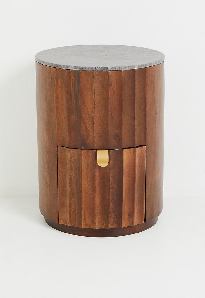 Sixth Floor - Leana Marble & Wood Beside Table - Natural