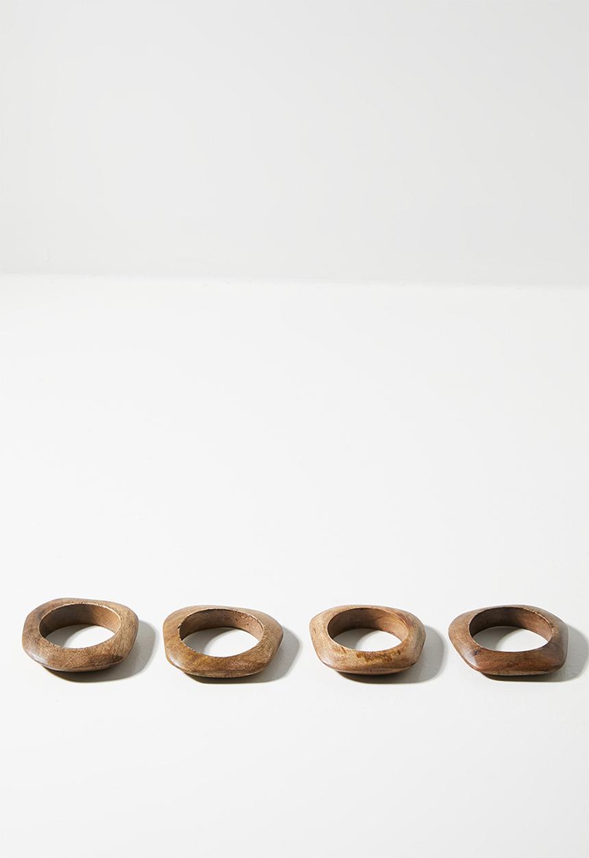 Sixth Floor - Organic Shaped Wooden Napkin Rings Set 4