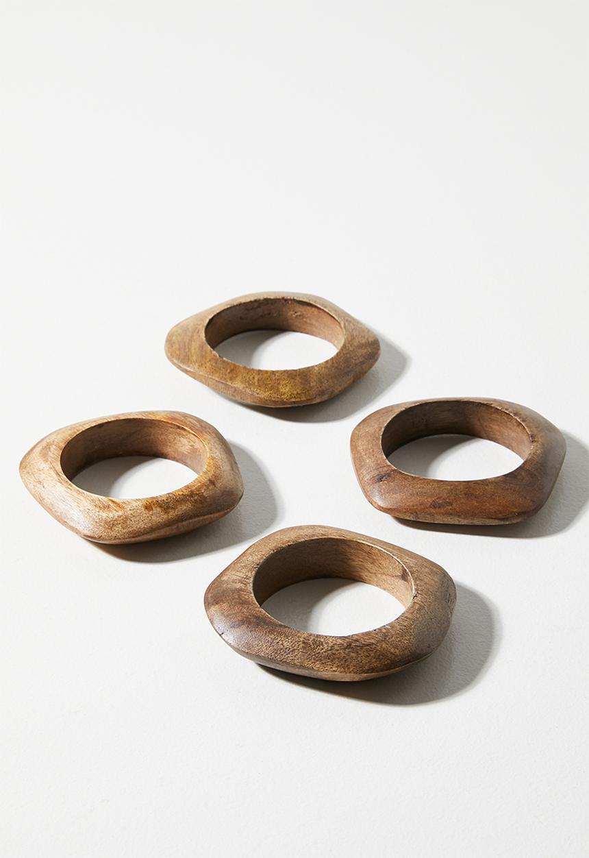 Sixth Floor - Organic Shaped Wooden Napkin Rings Set 4