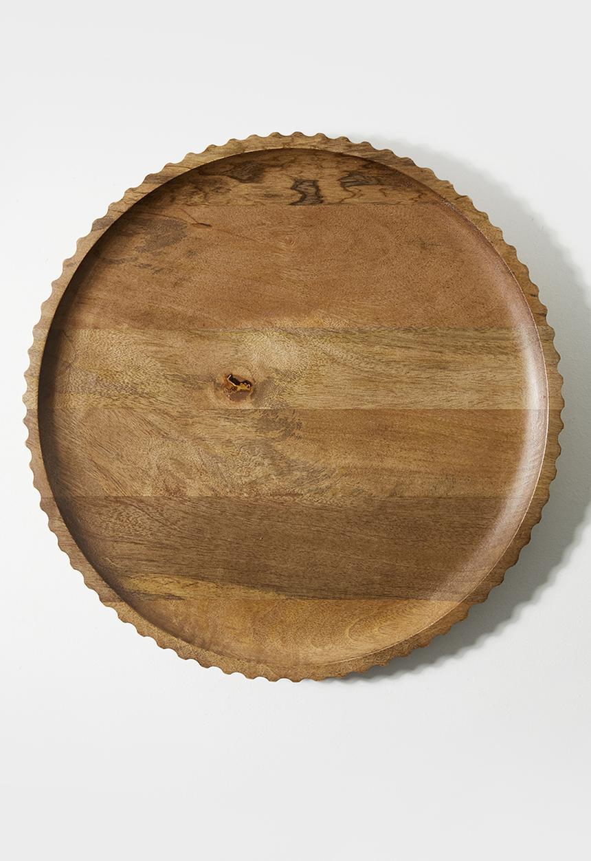 Sixth Floor - Ribbed Wooden Serving Tray Natural