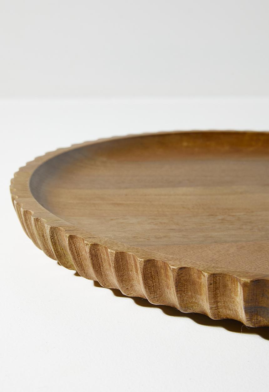 Sixth Floor - Ribbed Wooden Serving Tray Natural