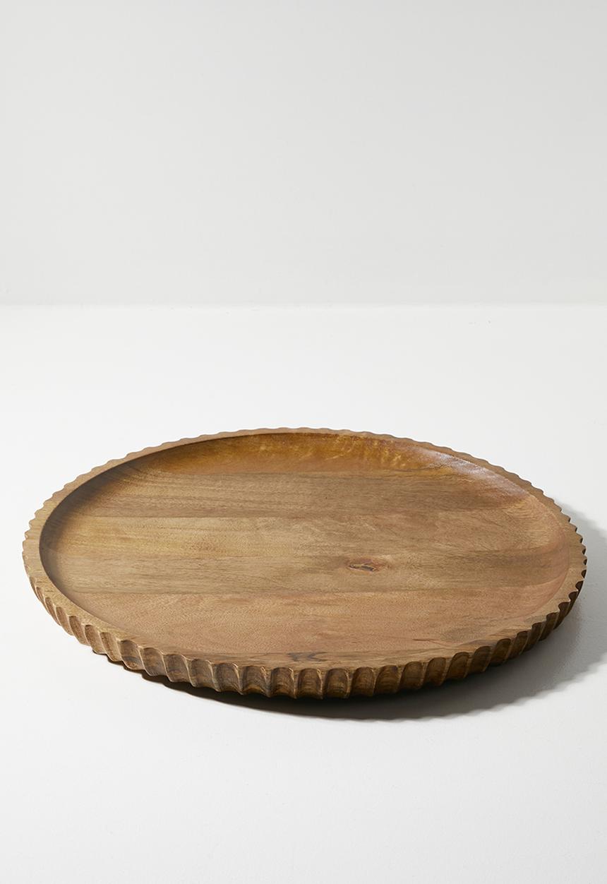 Sixth Floor - Ribbed Wooden Serving Tray Natural