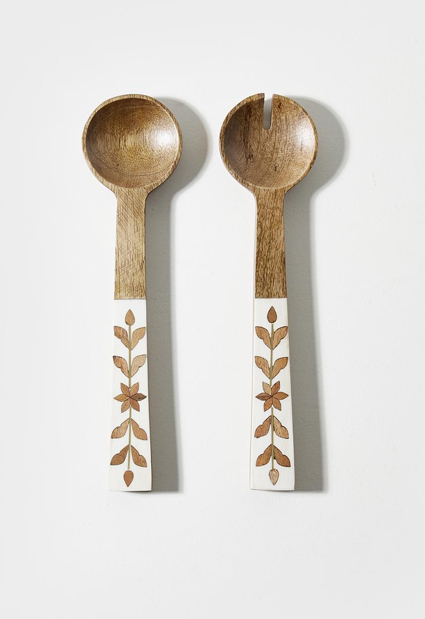 Sixth Floor - Wooden Inlay salad servers