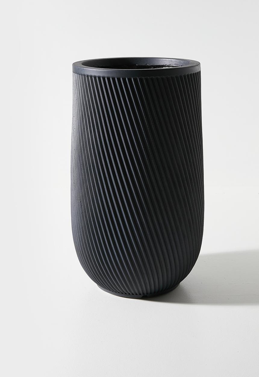 Sixth Floor - Diag Outdoor/Indoor Fiberclay planter - Black