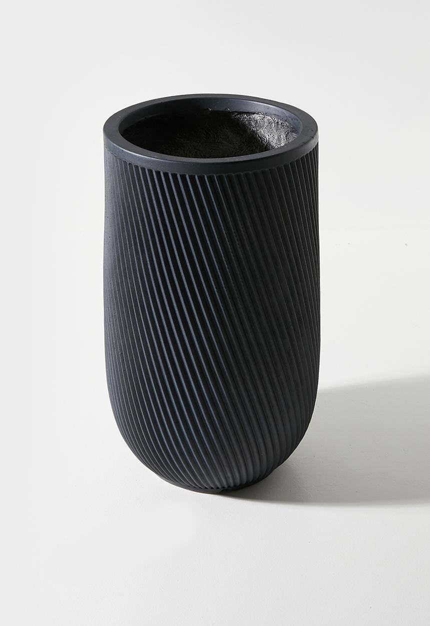 Sixth Floor - Diag Outdoor/Indoor Fiberclay planter - Black