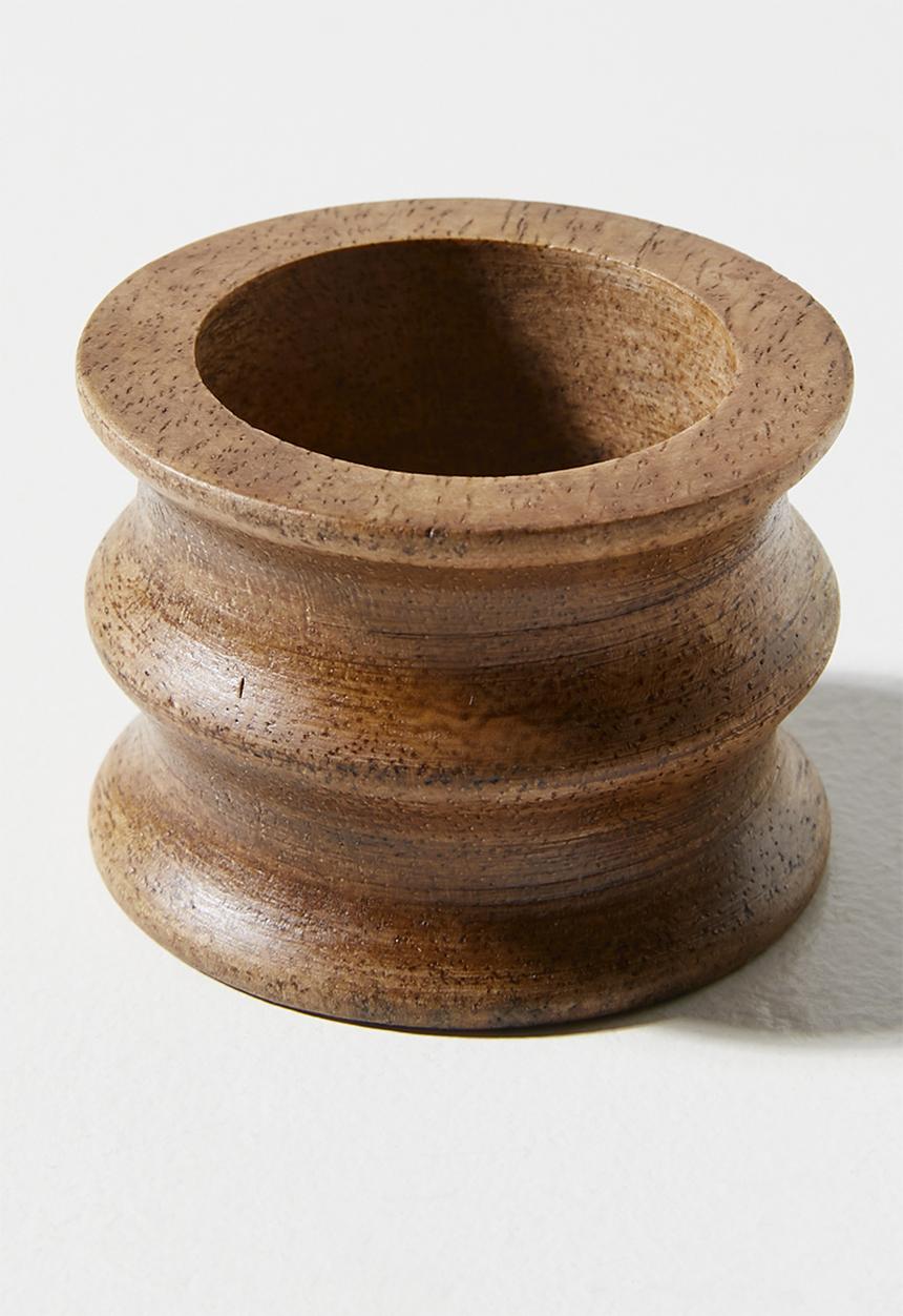 Sixth Floor - Ribbed Wooden Napkin Rings Set 4
