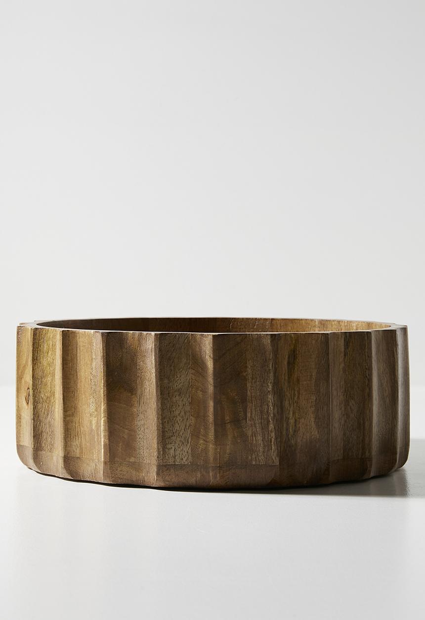 Sixth Floor - Ribbed Wooden Salad Bowl - Natural