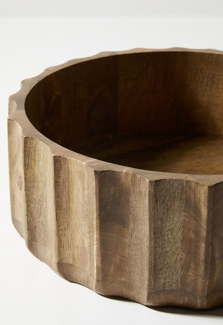 Sixth Floor - Ribbed Wooden Salad Bowl - Natural