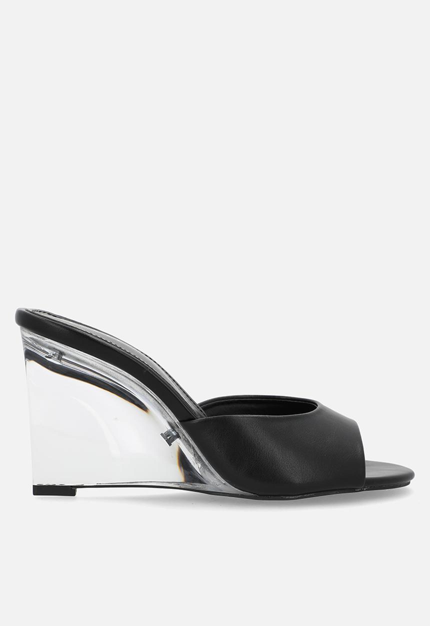Raid London - Ginello open toe wedge heel mule - black 