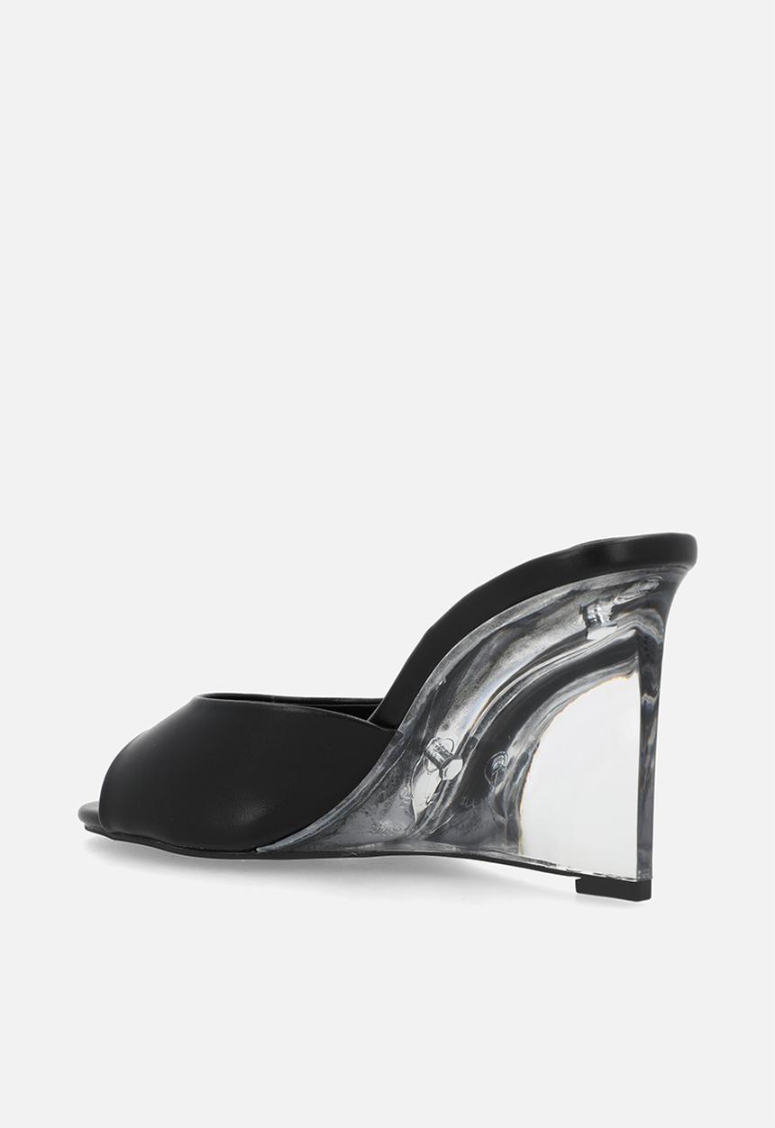 Raid London - Ginello open toe wedge heel mule - black 