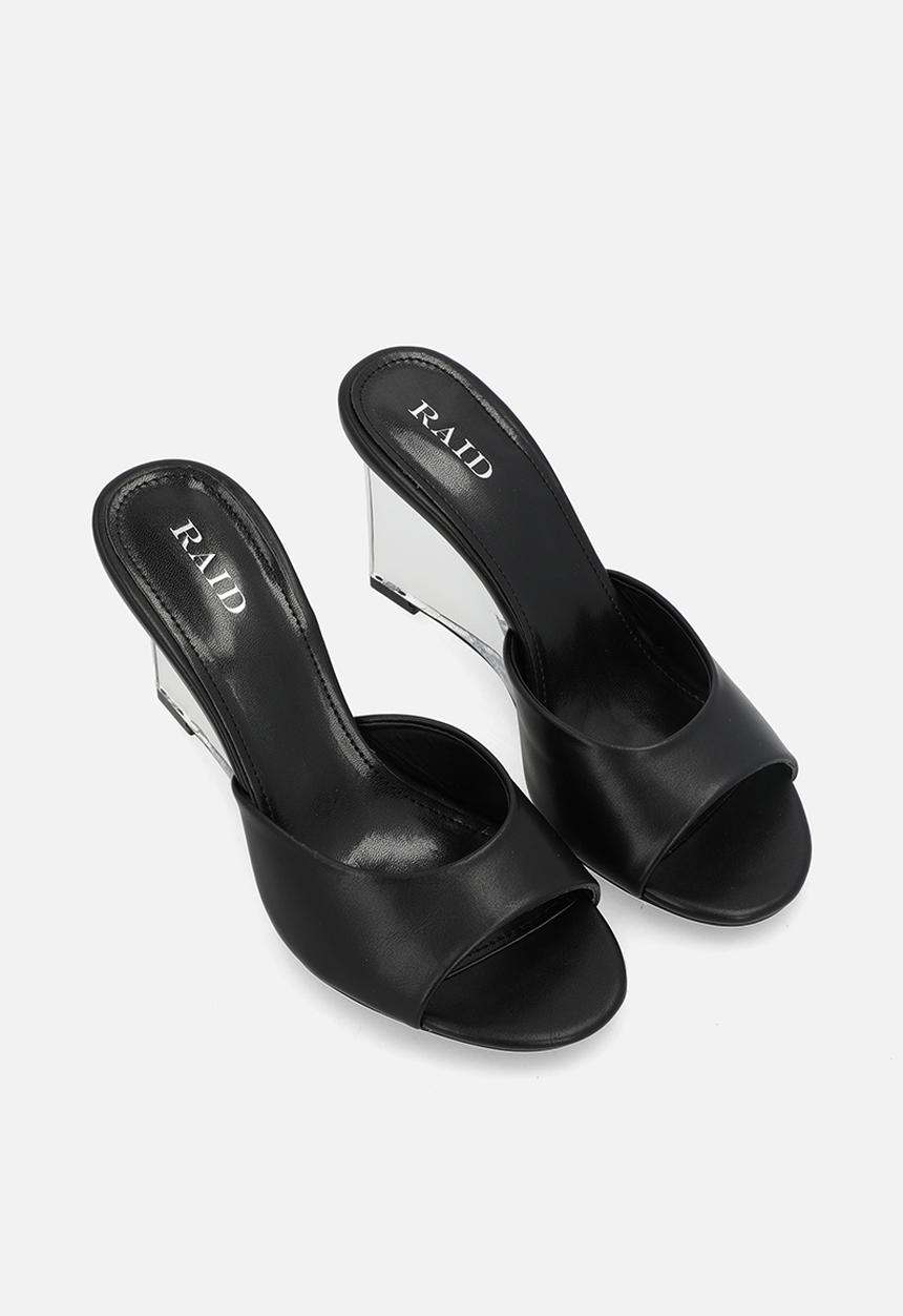 Raid London - Ginello open toe wedge heel mule - black 