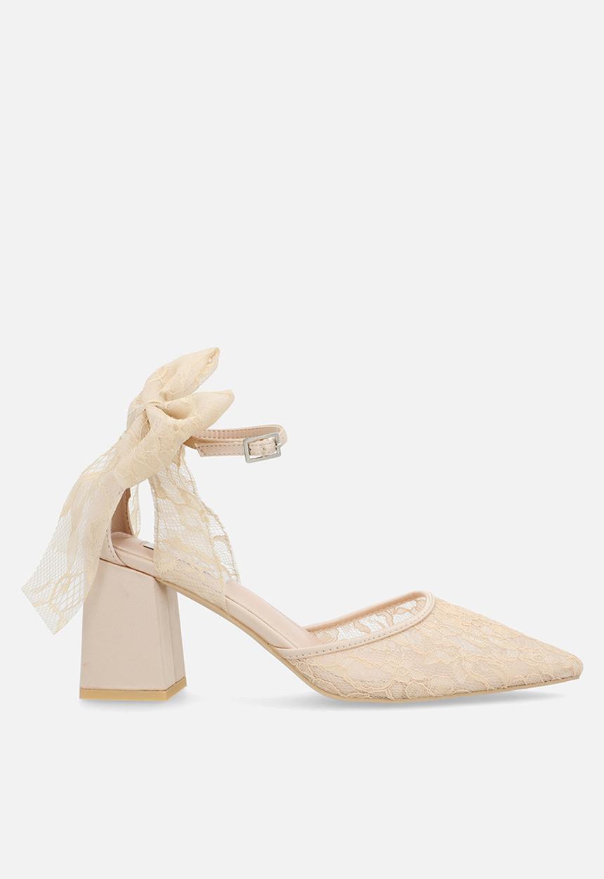 Be Mine - Reema block ankle strap heel - champagne