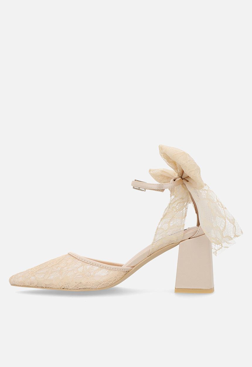 Be Mine - Reema block ankle strap heel - champagne