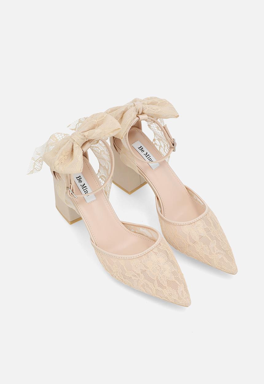 Be Mine - Reema block ankle strap heel - champagne