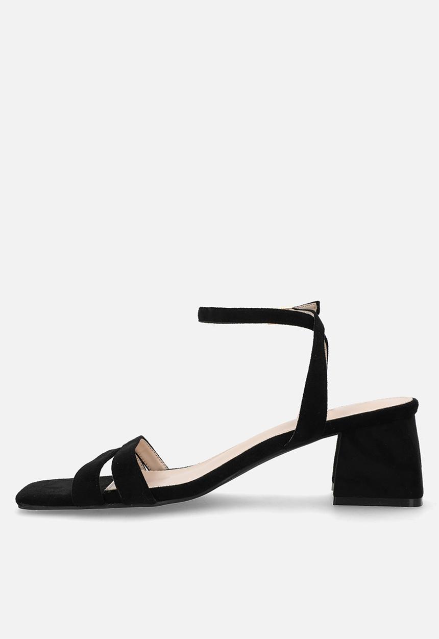 Raid London - Davina open toe block heel ankle strap - black 