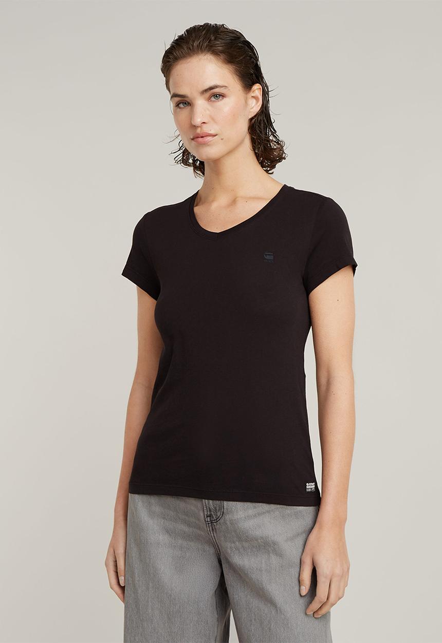 G-STAR - Eyben Slim V-Neck Top 2.0 Wmn - Dk Black