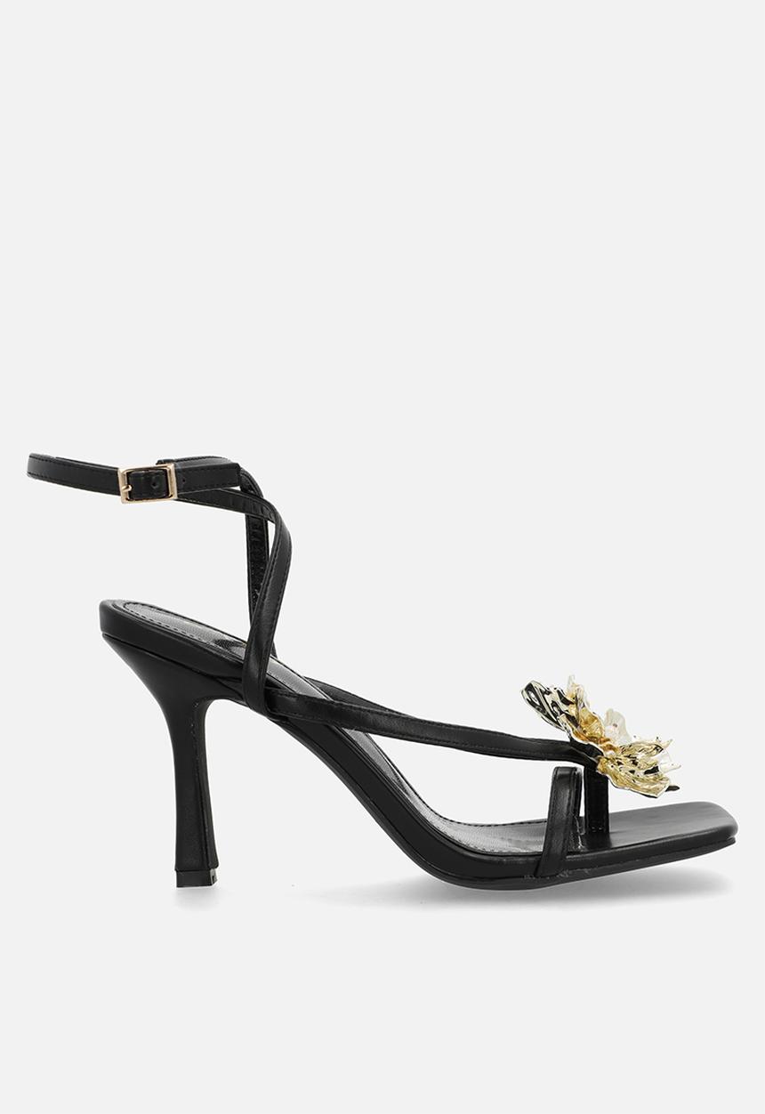 Raid London - Grisella open toe stiletto heel ankle strap - black 
