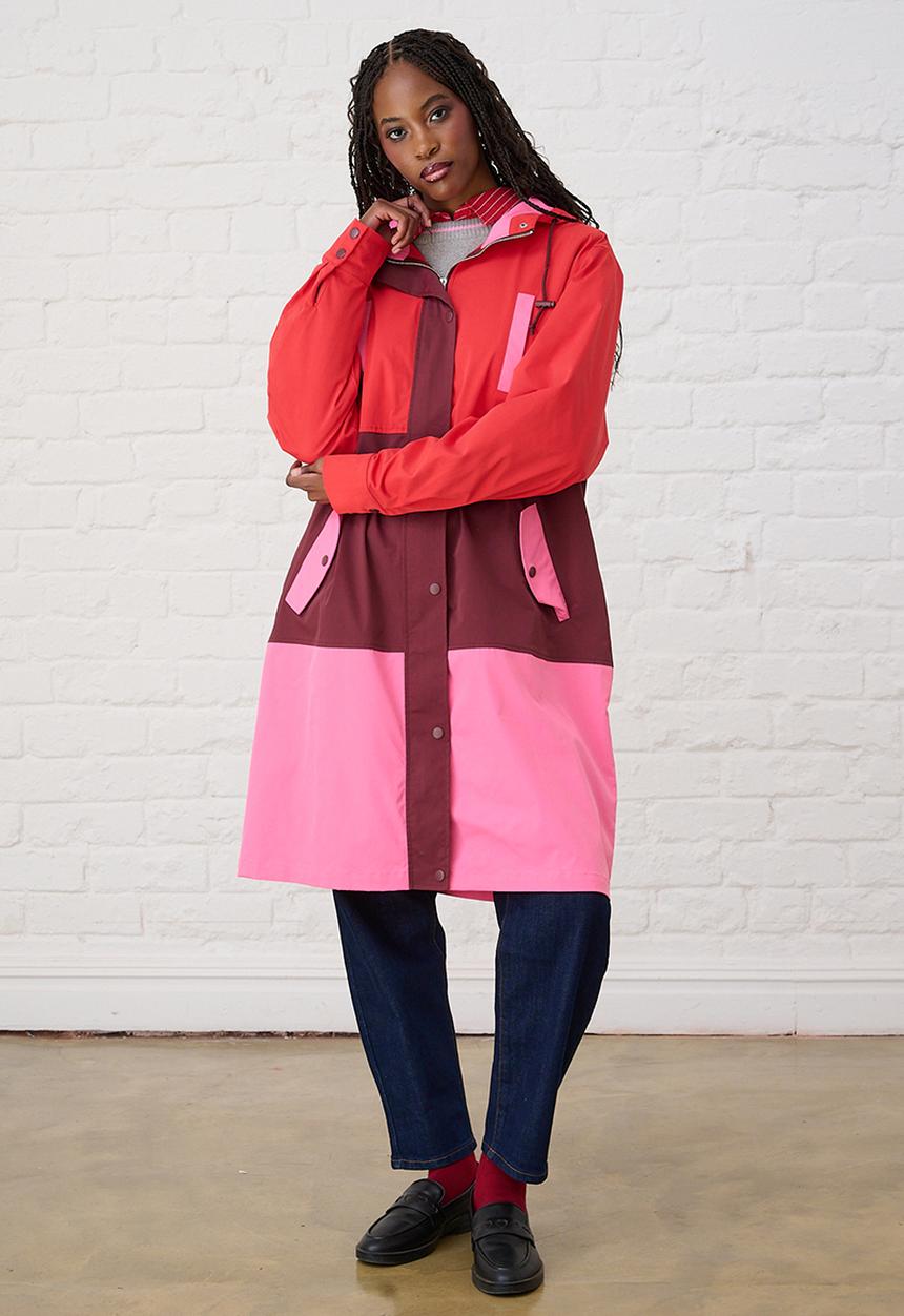 Me&B - Colourblock Raincoat - Red/Pink