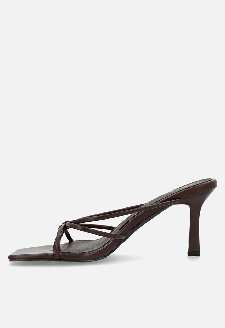 Raid London - Evena open toe stiletto heel mule - brown 