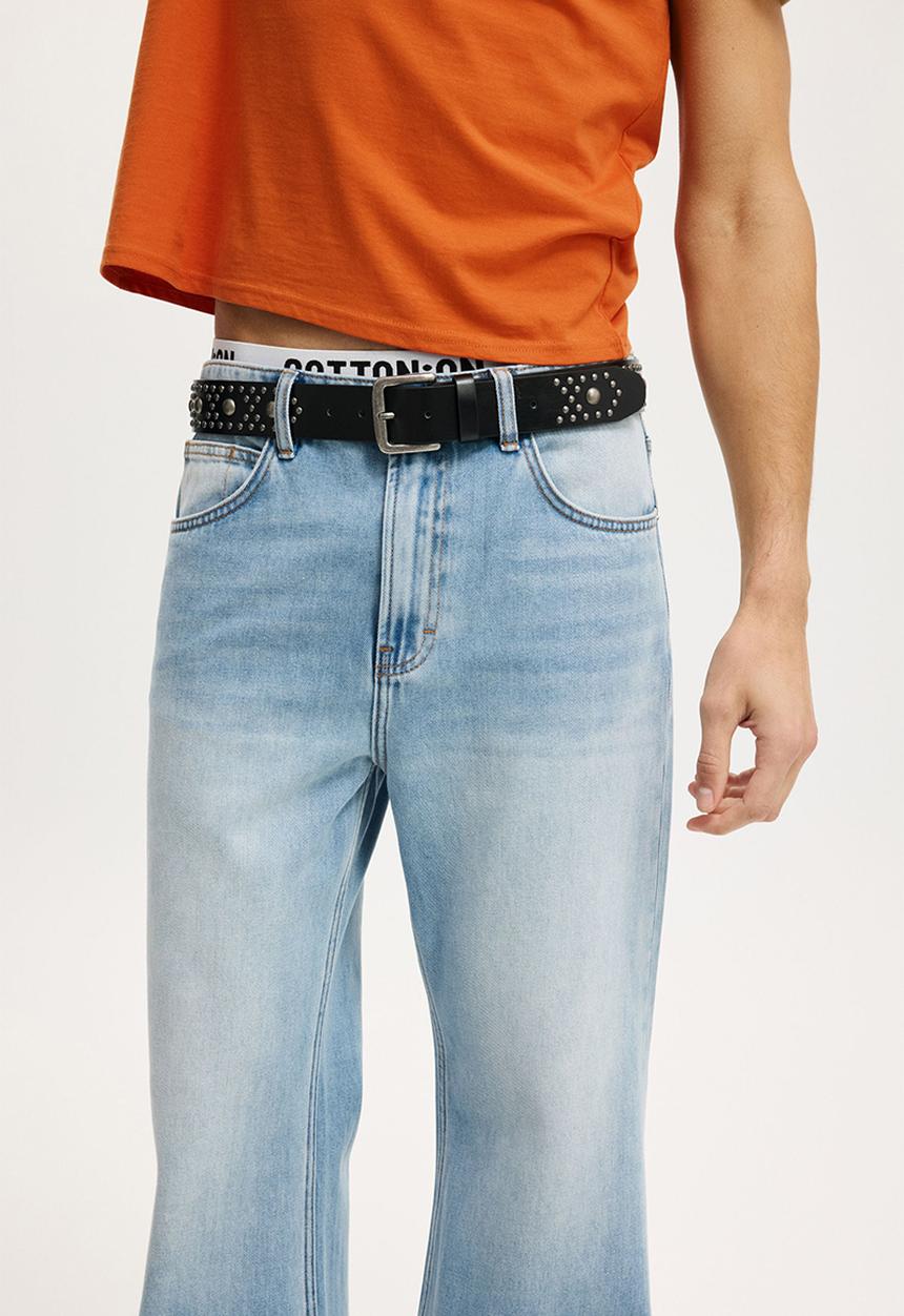 Cotton On - Circle Stud Belt - Black/Burnished Silver/Circle Studs