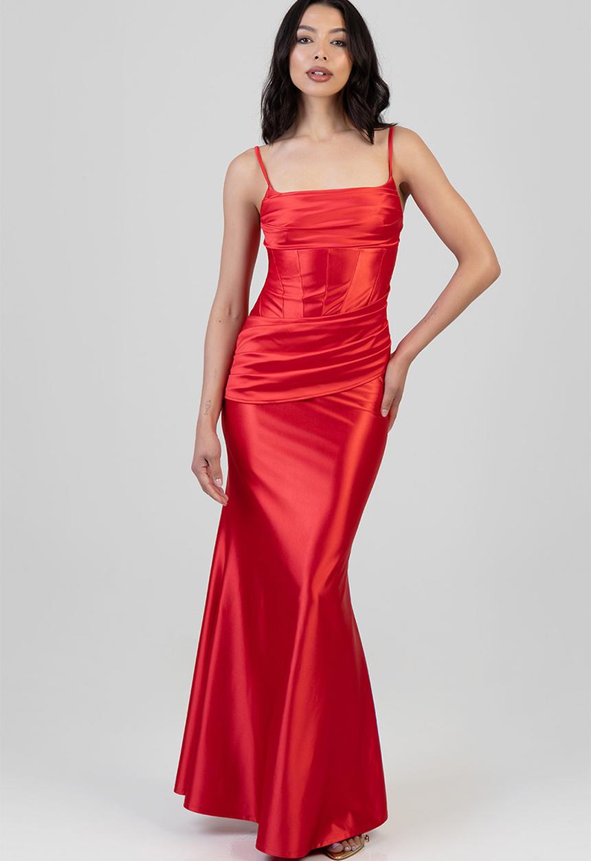 SISSY BOY - Free Fall: Maxi Dress With Corset Details And Pleats - Red