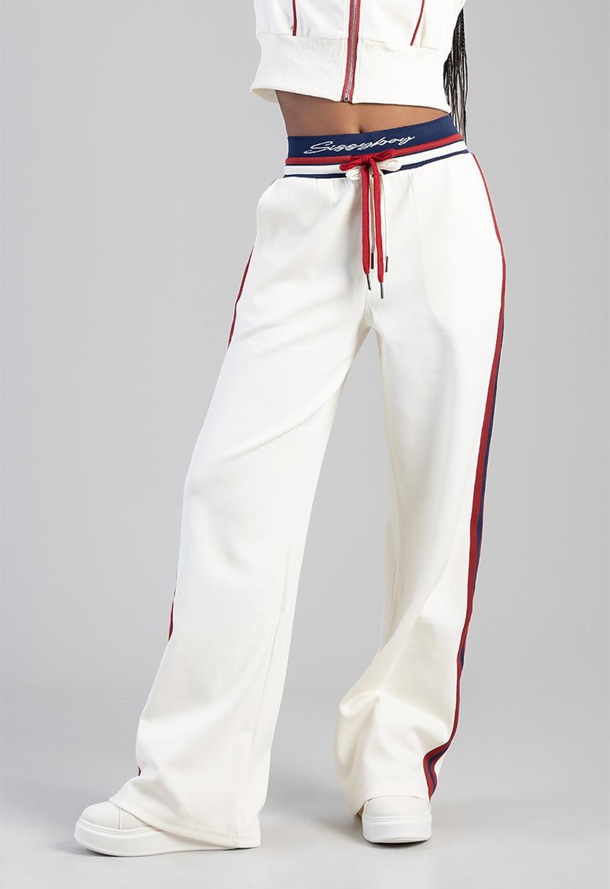 SISSY BOY - Off Your Game Wide Leg Track Pants With A Branded Elastic Waistband - Cream