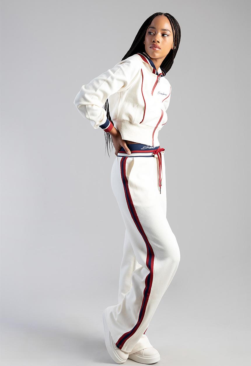 SISSY BOY - Off Your Game Wide Leg Track Pants With A Branded Elastic Waistband - Cream