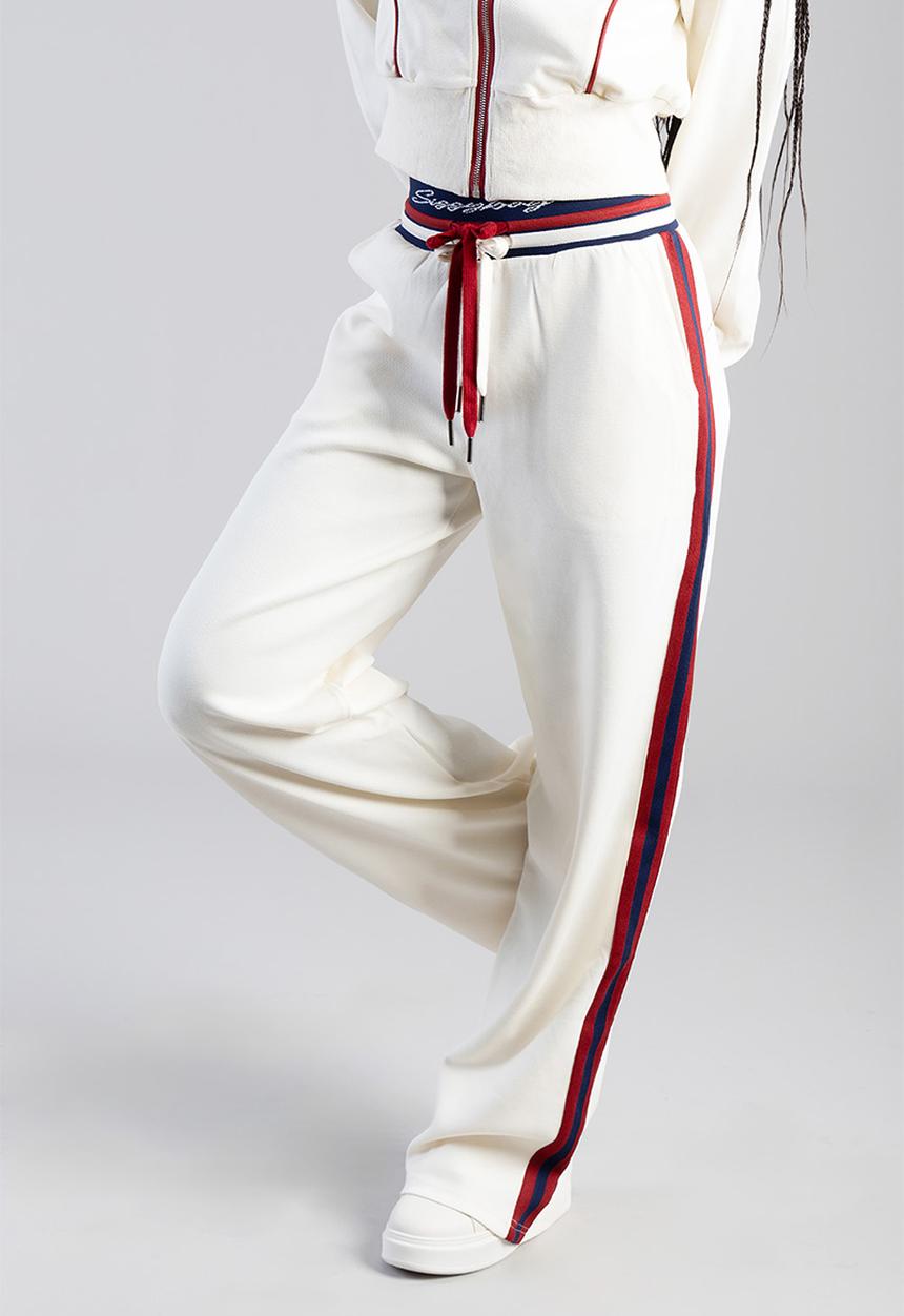 SISSY BOY - Off Your Game Wide Leg Track Pants With A Branded Elastic Waistband - Cream