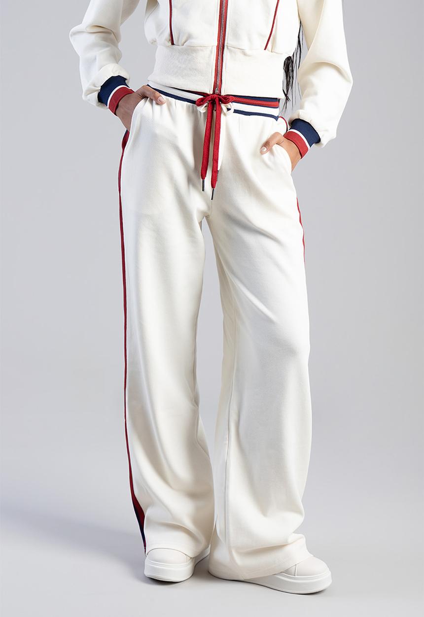 SISSY BOY - Off Your Game Wide Leg Track Pants With A Branded Elastic Waistband - Cream